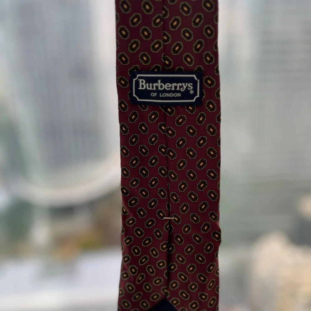 Vintage Burberry motif tie burgundy - Picture 8 of 8